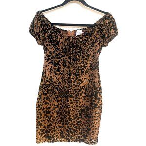 Princess Polly animal print mini Babydoll dress size 6 Lined Ruching On Back